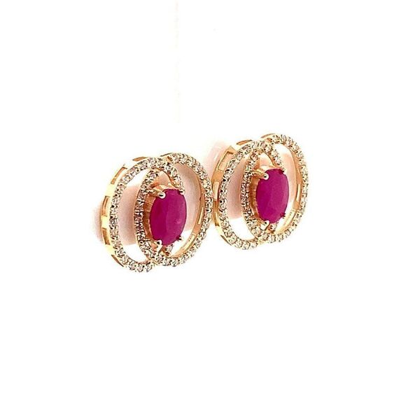 Diamond Ruby Stud Earrings 14k Yellow Gold 2.90 mm Certified $5,950 018661 - Picture 14 of 16